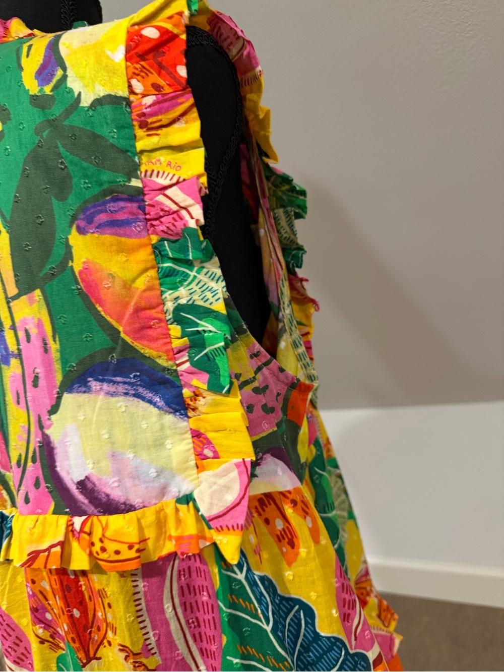 FARM Rio Yellow Multi Tropical Ruffle Maxi Dress - Picture 6 of 7